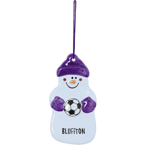 Spirit Soccer Snowman Ornament, White