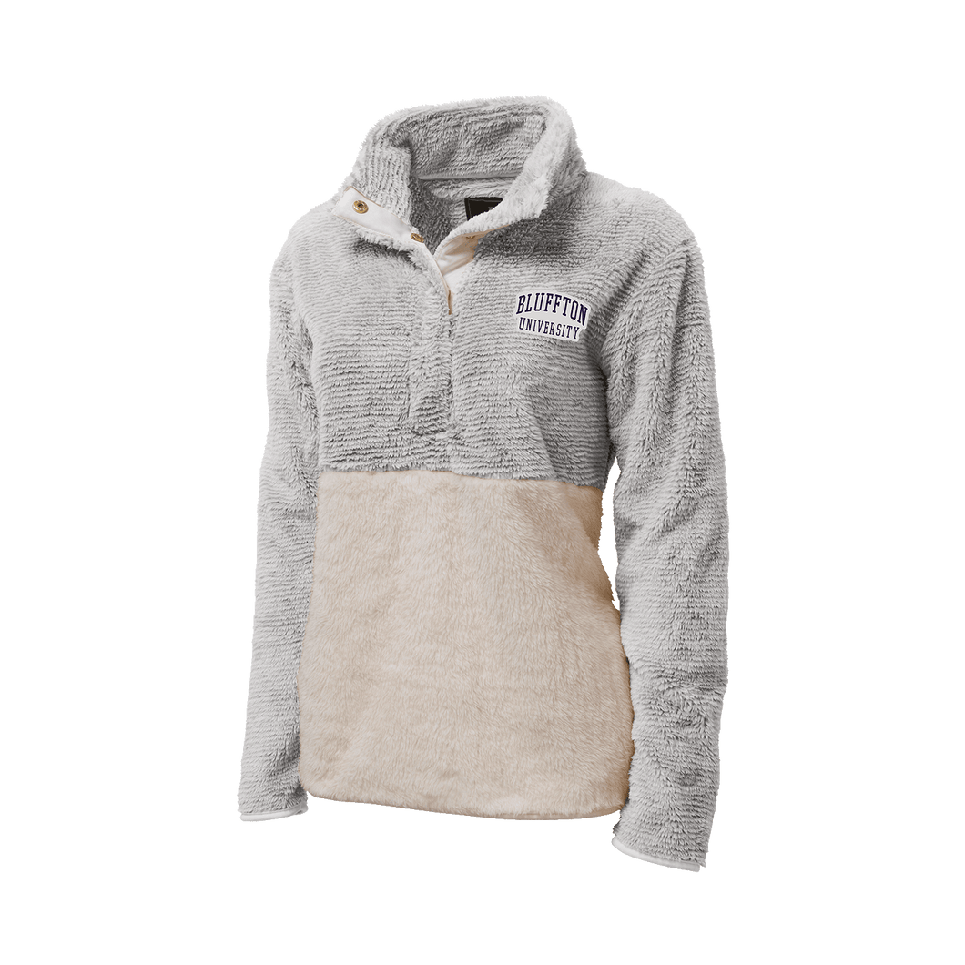 Women's Fuzzy Fleece Snap Neck Pullover, Oxford (F22)