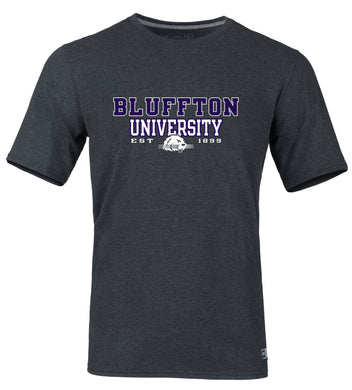 Teeshirt, Black Heather, Bluffton over University EST 1899 & beaver head logo