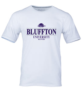 Teeshirt, White, beaver logo over Bluffton over University over Beavers